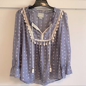 Anthropologie Maeve Tassel Boho Blouse